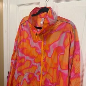 Fabletics Womens 4X Orange Pink Marble Print Zip Windbreaker Jacket Plus Size